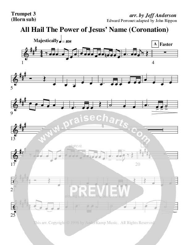 All Hail The Power Of Jesus Name (Coronation) (Instrumental) Trumpet 3 (AnderKamp Music)