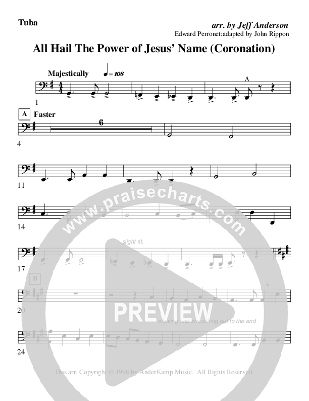 All Hail The Power Of Jesus Name (Coronation) (Instrumental) Tuba (AnderKamp Music)
