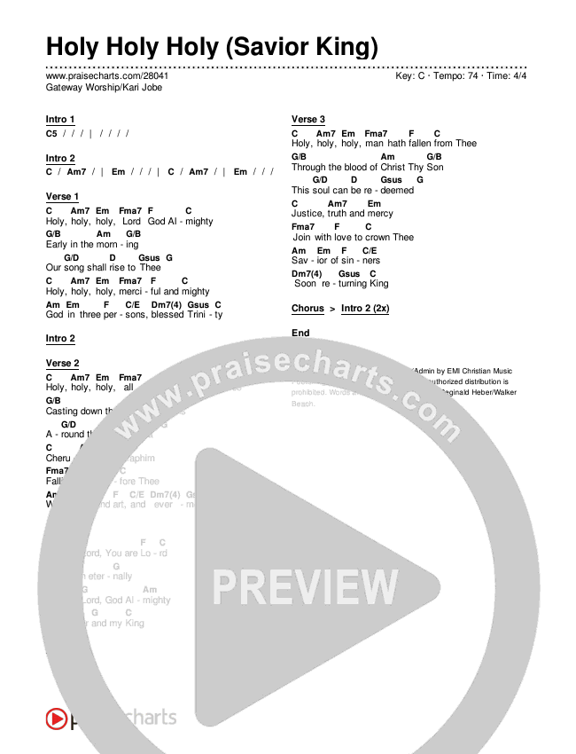 Holy Holy Holy (Savior King) Chords & Lyrics (Gateway Worship / Kari Jobe)