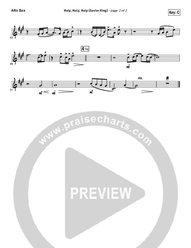 Holy Holy Holy (Savior King) Alto Sax (Gateway Worship / Kari Jobe)