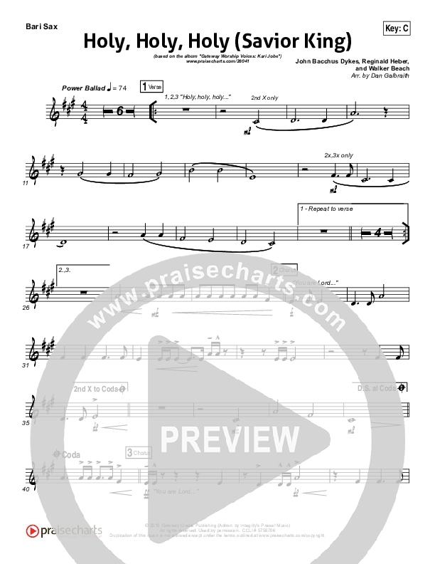 Holy Holy Holy (Savior King) Bari Sax (Gateway Worship / Kari Jobe)