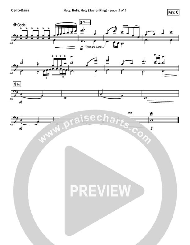 Holy Holy Holy (Savior King) Cello/Bass (Gateway Worship / Kari Jobe)