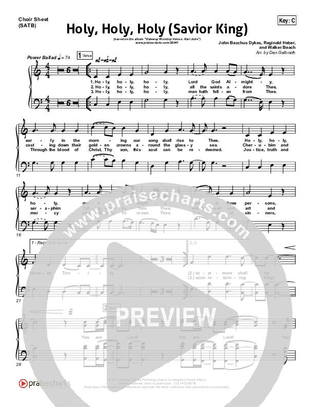 Holy Holy Holy (Savior King) Choir Vocals (SATB) (Gateway Worship / Kari Jobe)