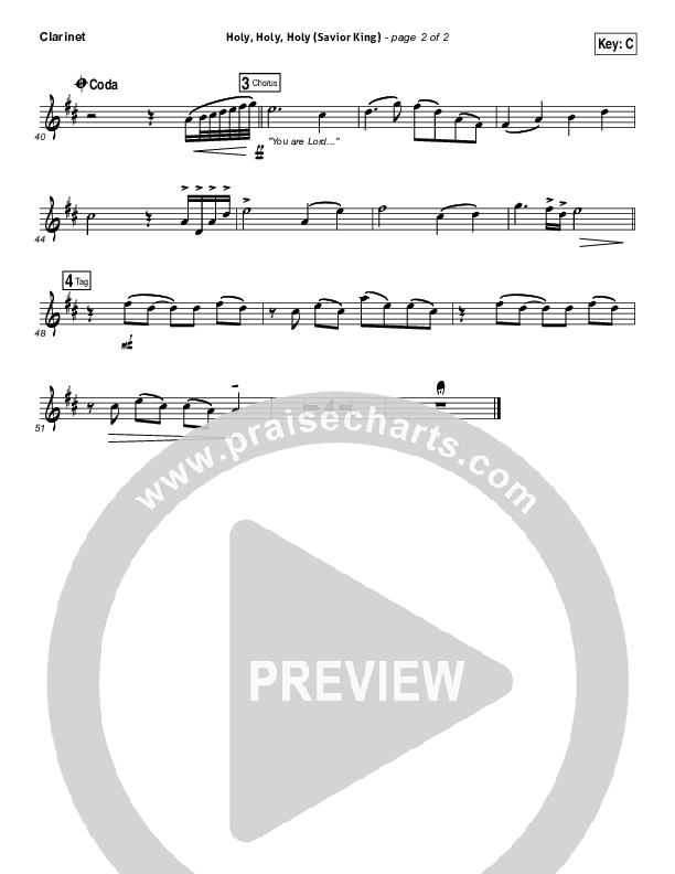 Holy Holy Holy (Savior King) Clarinet (Gateway Worship / Kari Jobe)