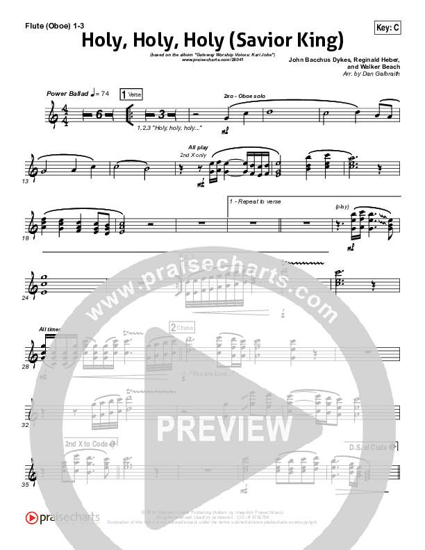 Holy Holy Holy (Savior King) Flute/Oboe 1/2/3 (Gateway Worship / Kari Jobe)