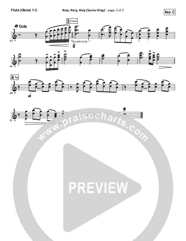 Holy Holy Holy (Savior King) Flute/Oboe 1/2/3 (Gateway Worship / Kari Jobe)