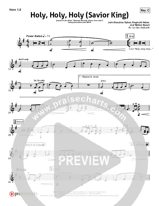 Holy Holy Holy (Savior King) French Horn 1/2 (Gateway Worship / Kari Jobe)