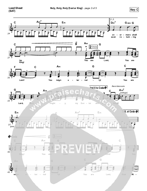 Holy Holy Holy (Savior King) Lead Sheet (SAT) (Gateway Worship / Kari Jobe)