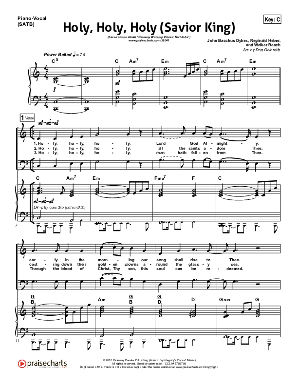 Holy Holy Holy (Savior King) Piano/Vocal & Lead (Gateway Worship / Kari Jobe)