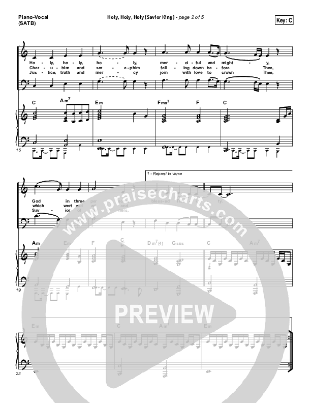 Holy Holy Holy (Savior King) Piano/Vocal & Lead (Gateway Worship / Kari Jobe)