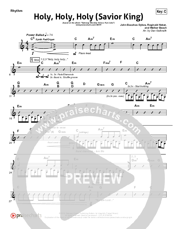 Holy Holy Holy (Savior King) Rhythm Chart (Gateway Worship / Kari Jobe)