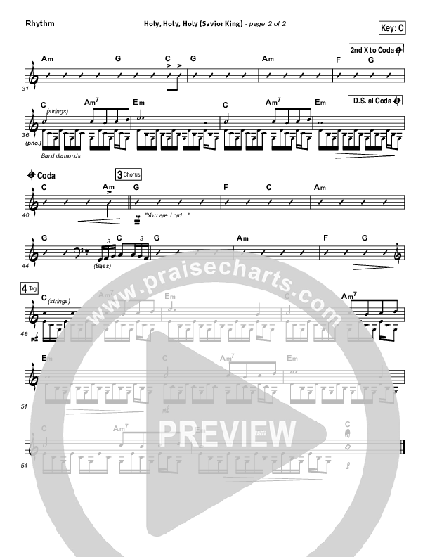 Holy Holy Holy (Savior King) Rhythm Chart (Gateway Worship / Kari Jobe)