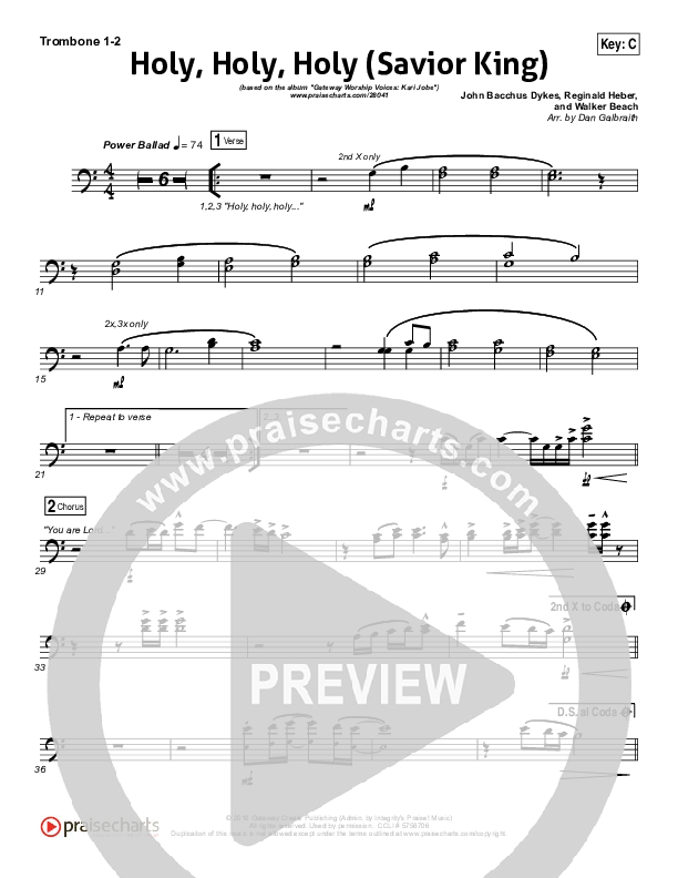 Holy Holy Holy (Savior King) Trombone 1/2 (Gateway Worship / Kari Jobe)