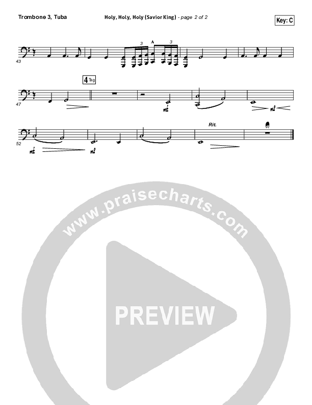 Holy Holy Holy (Savior King) Trombone 3/Tuba (Gateway Worship / Kari Jobe)
