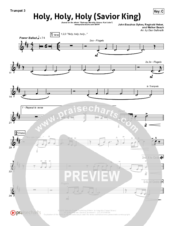 Holy Holy Holy (Savior King) Trumpet 3 (Gateway Worship / Kari Jobe)