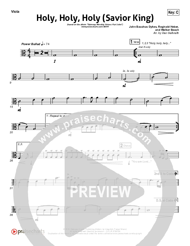 Holy Holy Holy (Savior King) Viola (Gateway Worship / Kari Jobe)