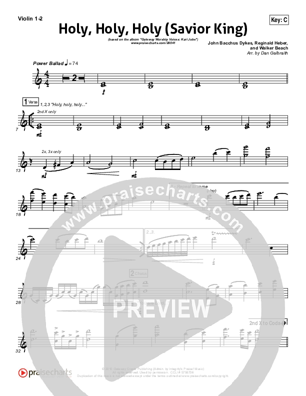 Holy Holy Holy (Savior King) Violin 1/2 (Gateway Worship / Kari Jobe)