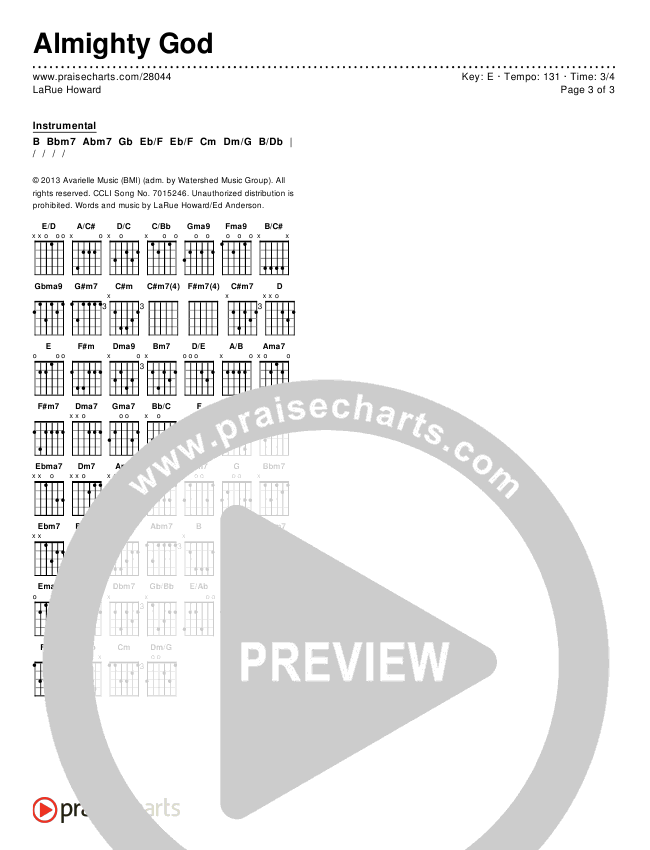 Almighty God Chords & Lyrics (LaRue Howard)