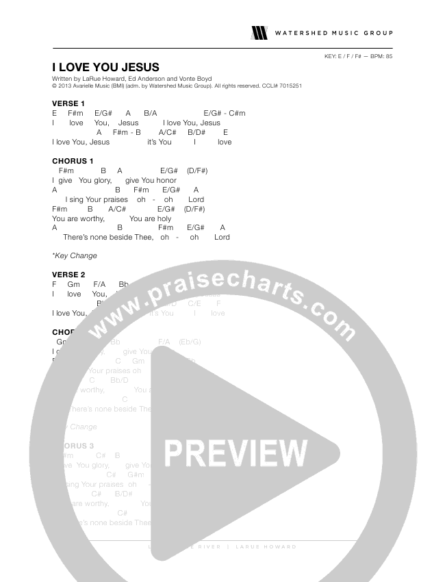 I Love You Jesus Chords Pdf Larue Howard Praisecharts