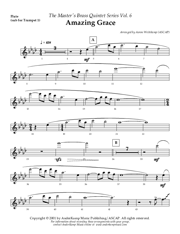 Amazing Grace (Instrumental) Substitute Parts (AnderKamp Music)