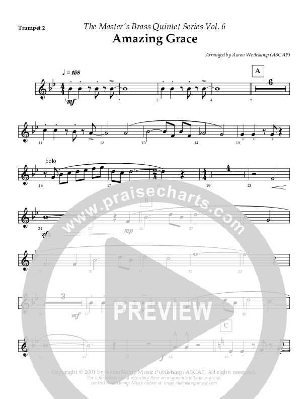 Amazing Grace (Instrumental) Trumpet 2 (AnderKamp Music)