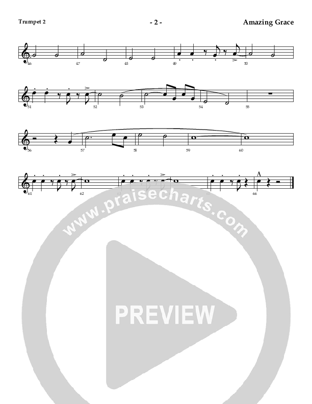 Amazing Grace (Instrumental) Trumpet 2 (AnderKamp Music)