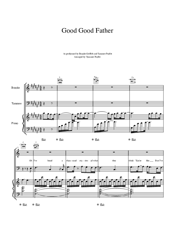 Good Good Father Piano/Vocal (Tommee Profitt & Brooke Griffith)