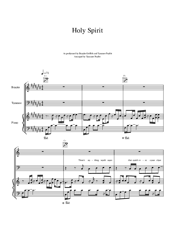 Holy Spirit  Piano/Vocal (Tommee Profitt & Brooke Griffith)