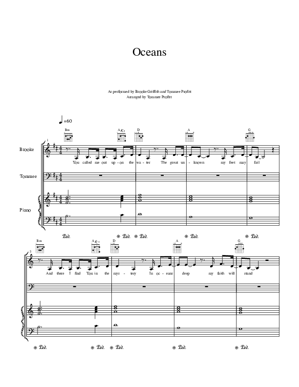 Oceans (Where Feet May Fail) Piano/Vocal (Tommee Profitt & Brooke Griffith)