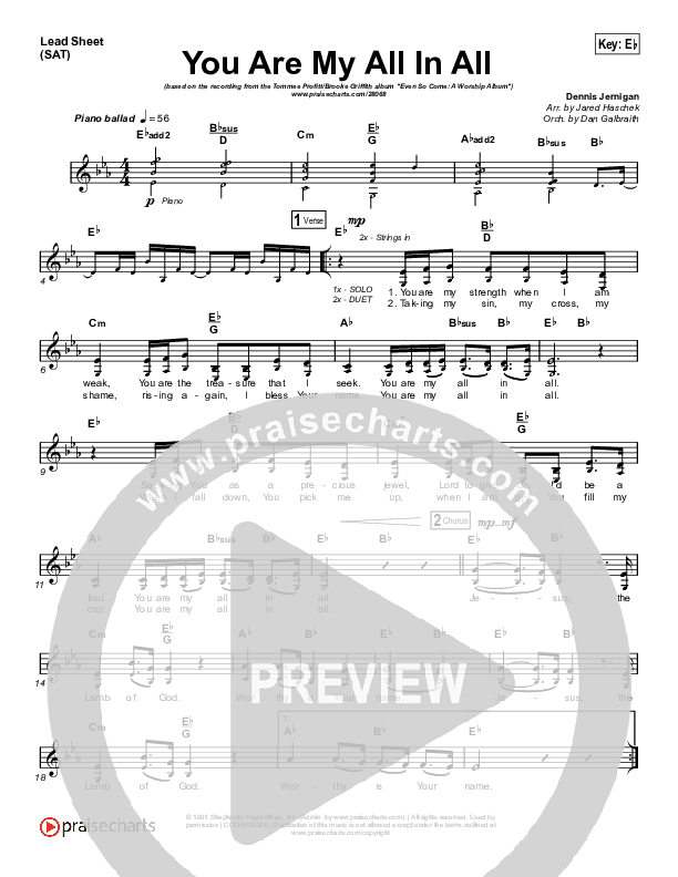 You Are My All In All Lead Sheet (SAT) (Tommee Profitt & Brooke Griffith)