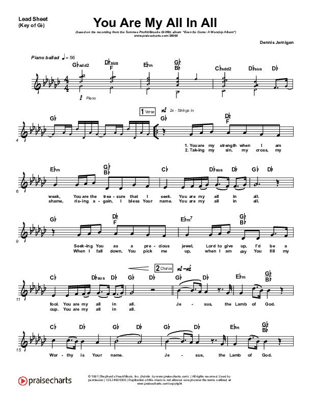 You Are My All In All Lead Sheet (Melody) (Tommee Profitt & Brooke Griffith)