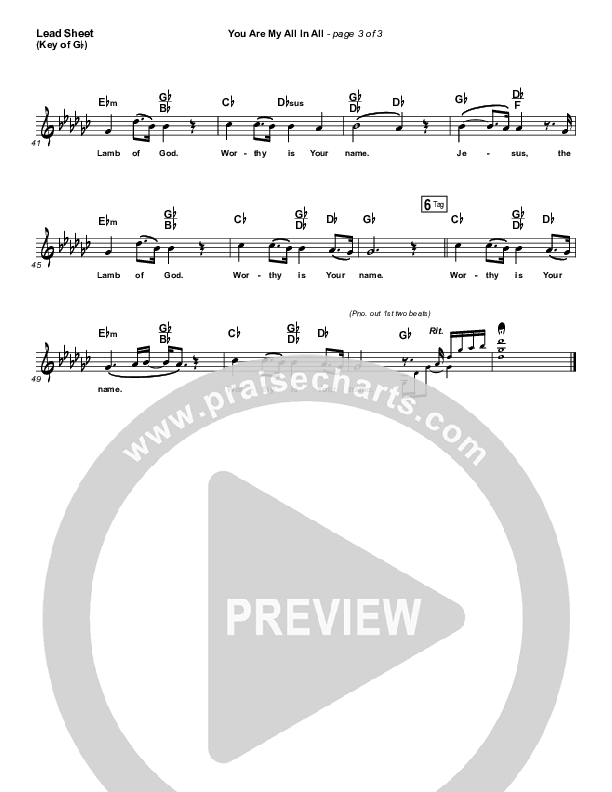 You Are My All In All Lead Sheet (Melody) (Tommee Profitt & Brooke Griffith)