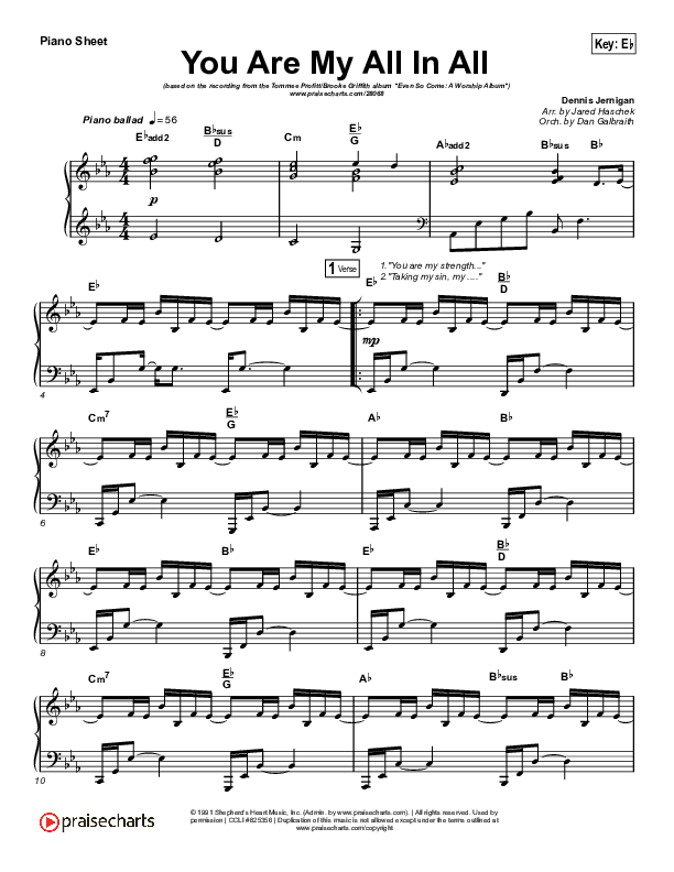 You Are My All In All Piano Sheet (Tommee Profitt & Brooke Griffith)