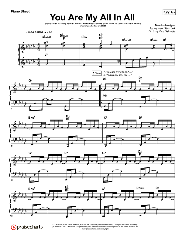 You Are My All In All Piano Sheet (Tommee Profitt & Brooke Griffith)