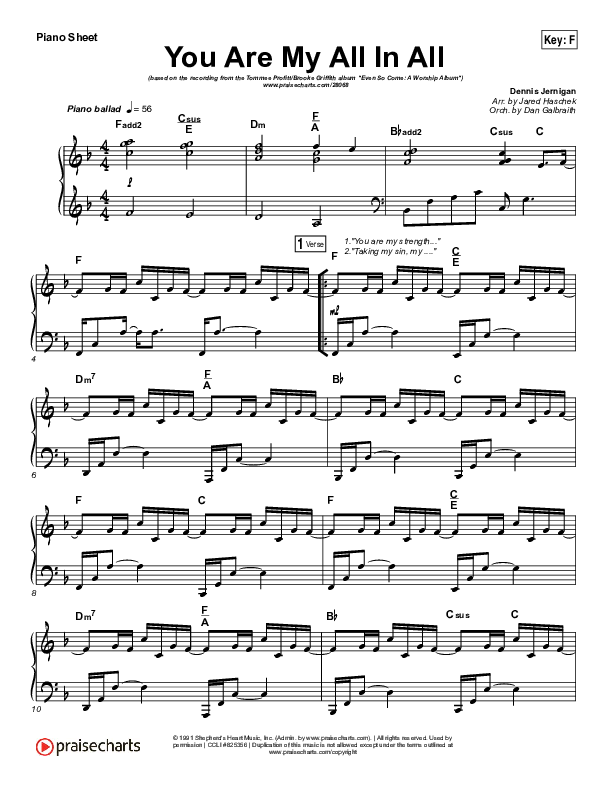 You Are My All In All Piano Sheet (Tommee Profitt & Brooke Griffith)
