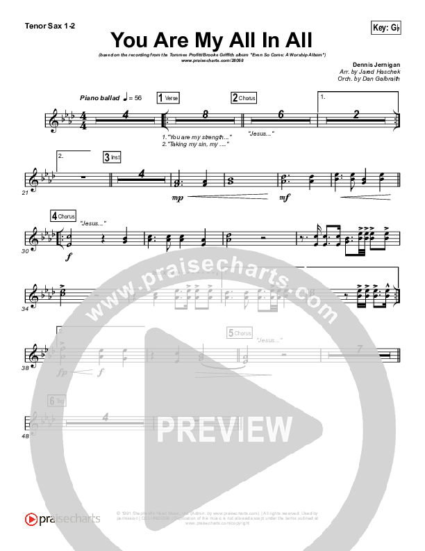 You Are My All In All Tenor Sax 1/2 (Tommee Profitt & Brooke Griffith)