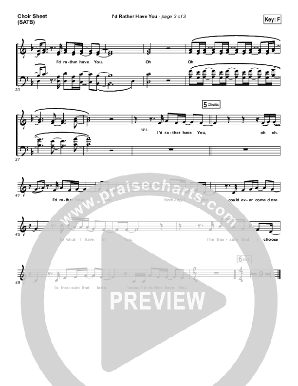 I'd Rather Have You Choir Sheet (SATB) (Tommee Profitt & Brooke Griffith)