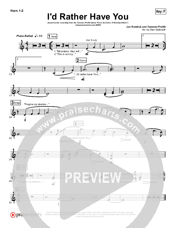 I'd Rather Have You French Horn 1/2 (Tommee Profitt & Brooke Griffith)