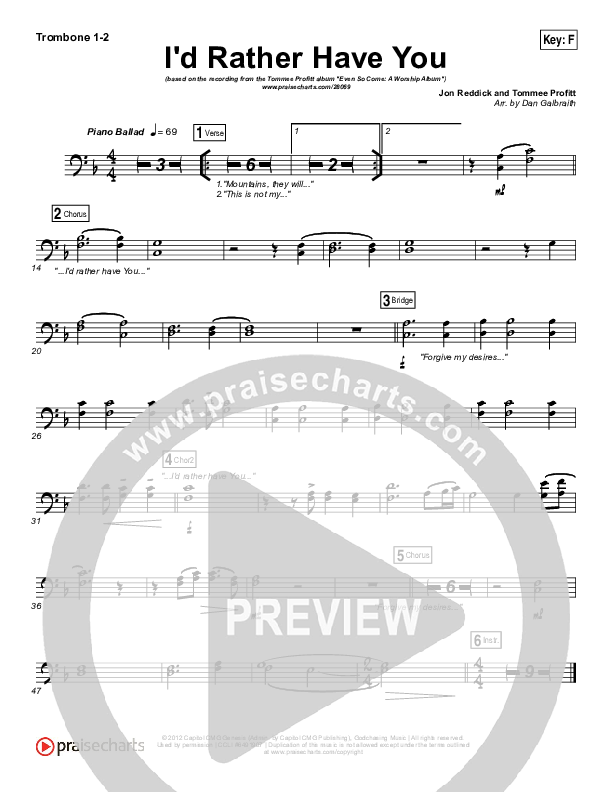 I'd Rather Have You Trombone 1/2 (Tommee Profitt & Brooke Griffith)