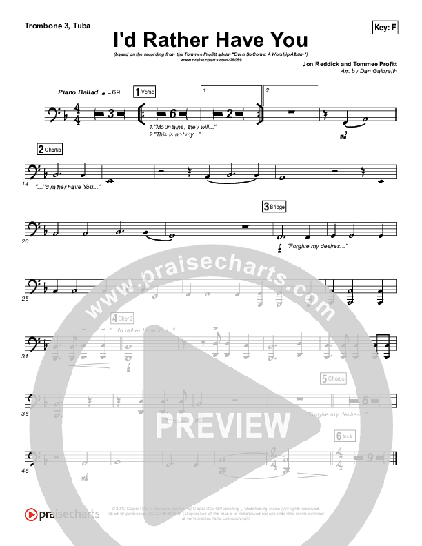 I'd Rather Have You Trombone 3/Tuba (Tommee Profitt & Brooke Griffith)