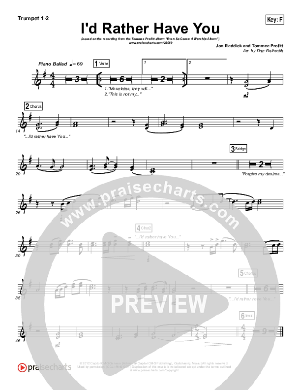 I'd Rather Have You Trumpet 1,2 (Tommee Profitt & Brooke Griffith)