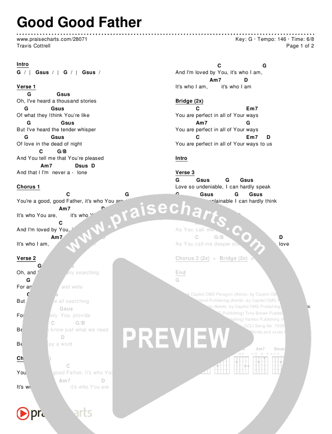 Good Good Father Chords & Lyrics (Travis Cottrell)