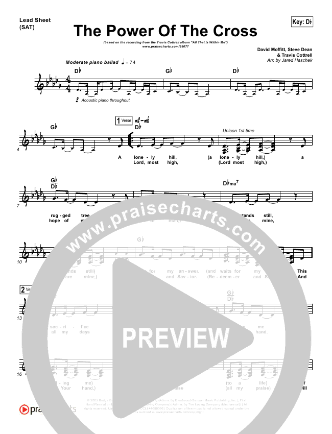 The Power of the Cross Sheet Music PDF (Travis Cottrell) PraiseCharts