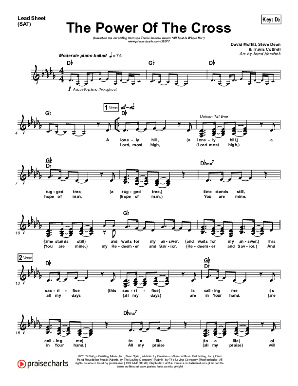 The Power Of The Cross Sheet Music PDF (Travis Cottrell) PraiseCharts
