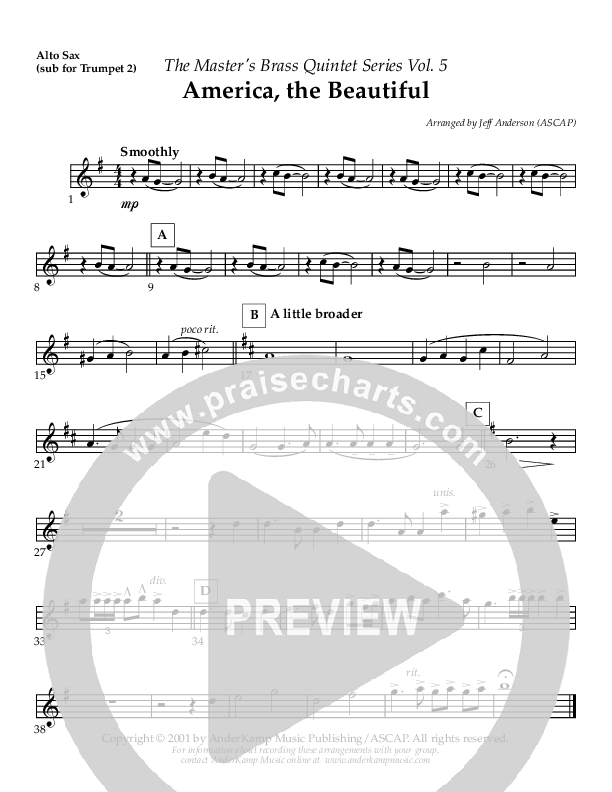America The Beautiful (Instrumental) Alto Sax (AnderKamp Music)