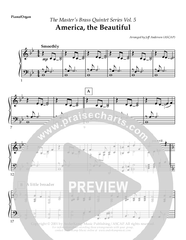 America The Beautiful (Instrumental) Piano Sheet (AnderKamp Music)