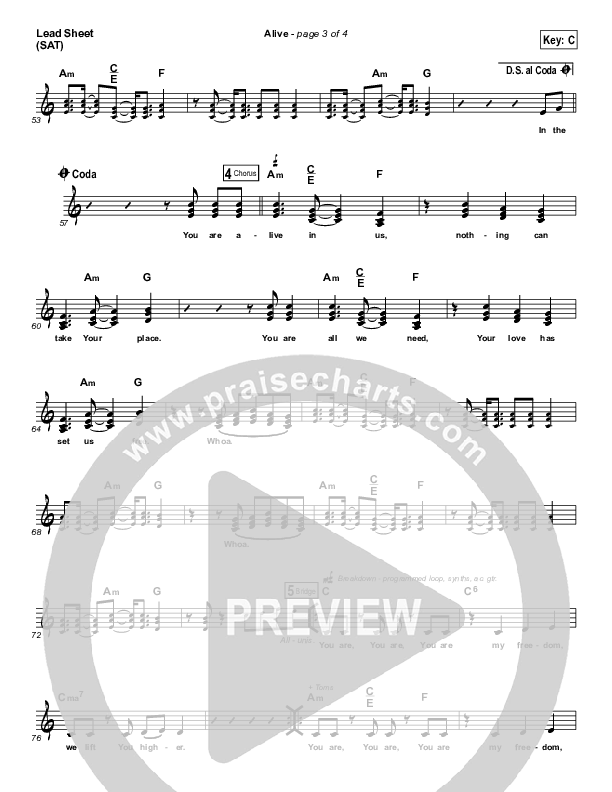 Alive Lead Sheet (SAT) (Travis Cottrell)