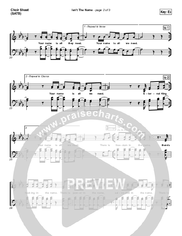 Isn't The Name Choir Sheet (SATB) (Covenant Worship)