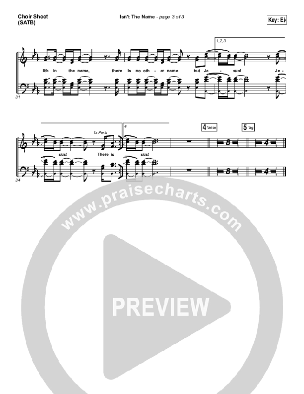 Isn't The Name Choir Sheet (SATB) (Covenant Worship)