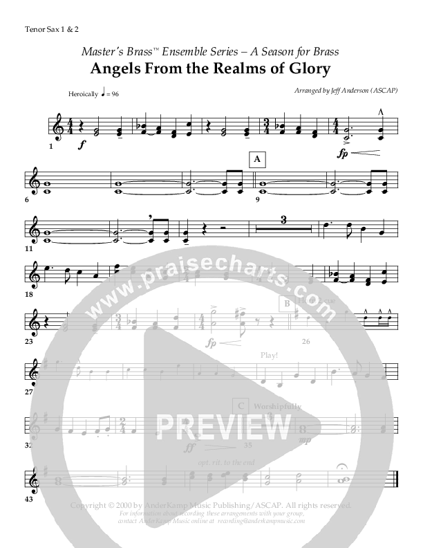 Angels From The Realms of Glory (Instrumental) Tenor Sax 1/2 ()